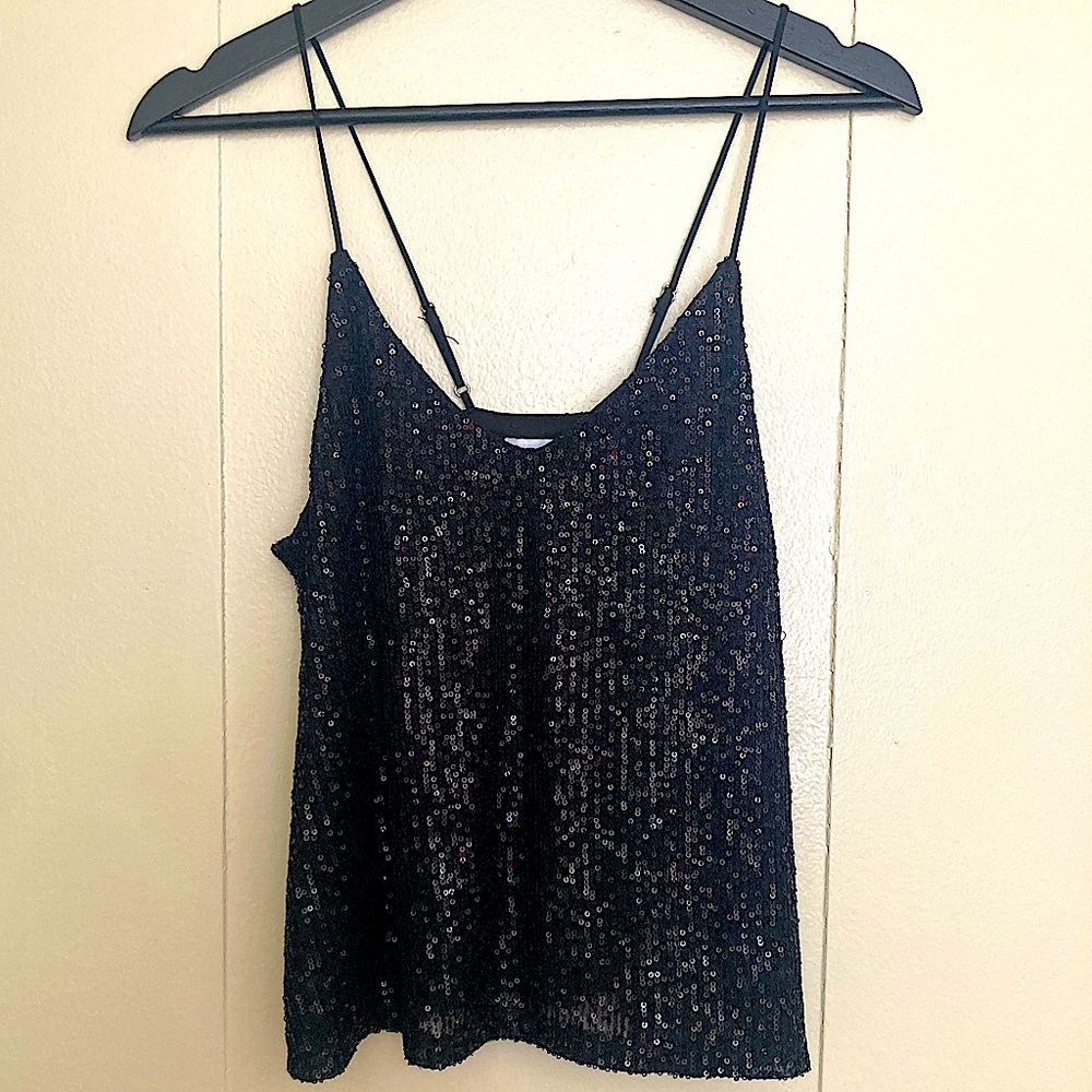 Black sequined tank top